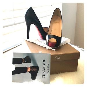 Christian Louboutin Leather Peep-Toe Pump